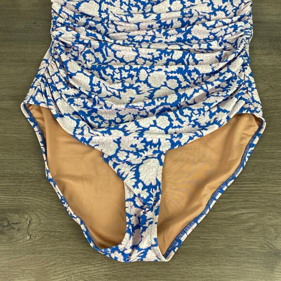 J. Crew x SZ Blockprints Ruched One Shoulder Swimsuit in Nila Print Sz.16 NWT - Picture 6 of 15
